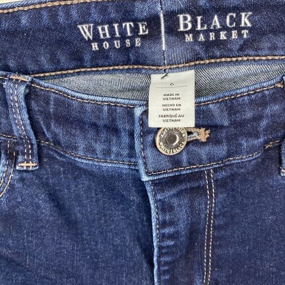 White House Black Market Indigo Dark Wash Mid Rise Stretch Skinny Jeans Size 6 - Picture 3 of 5